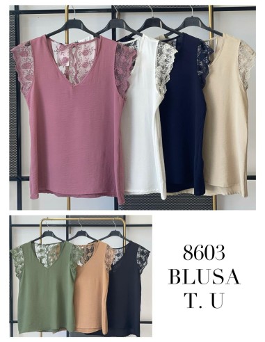 CAMISETA ENCAJE MARINA